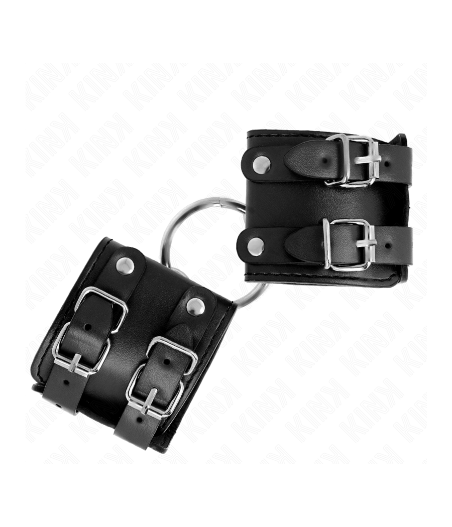 KINK - POLSO FISSO CON ANELLO E BORCHIE REGOLABILE NERO 17-22 CM X 6,5 CM