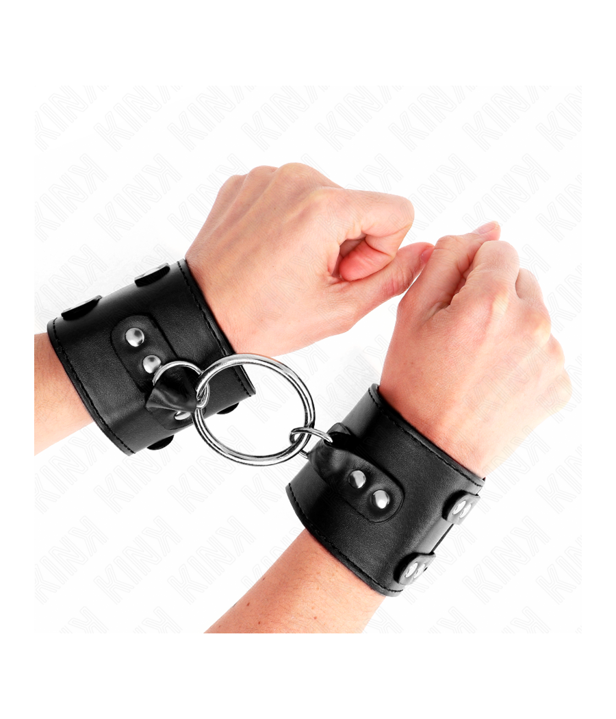 KINK - APPUI-POIGNETS FIXES AVEC ANNEAU ET CLOUS RÉGLABLES NOIR 17-22 CM X 6,5 CM