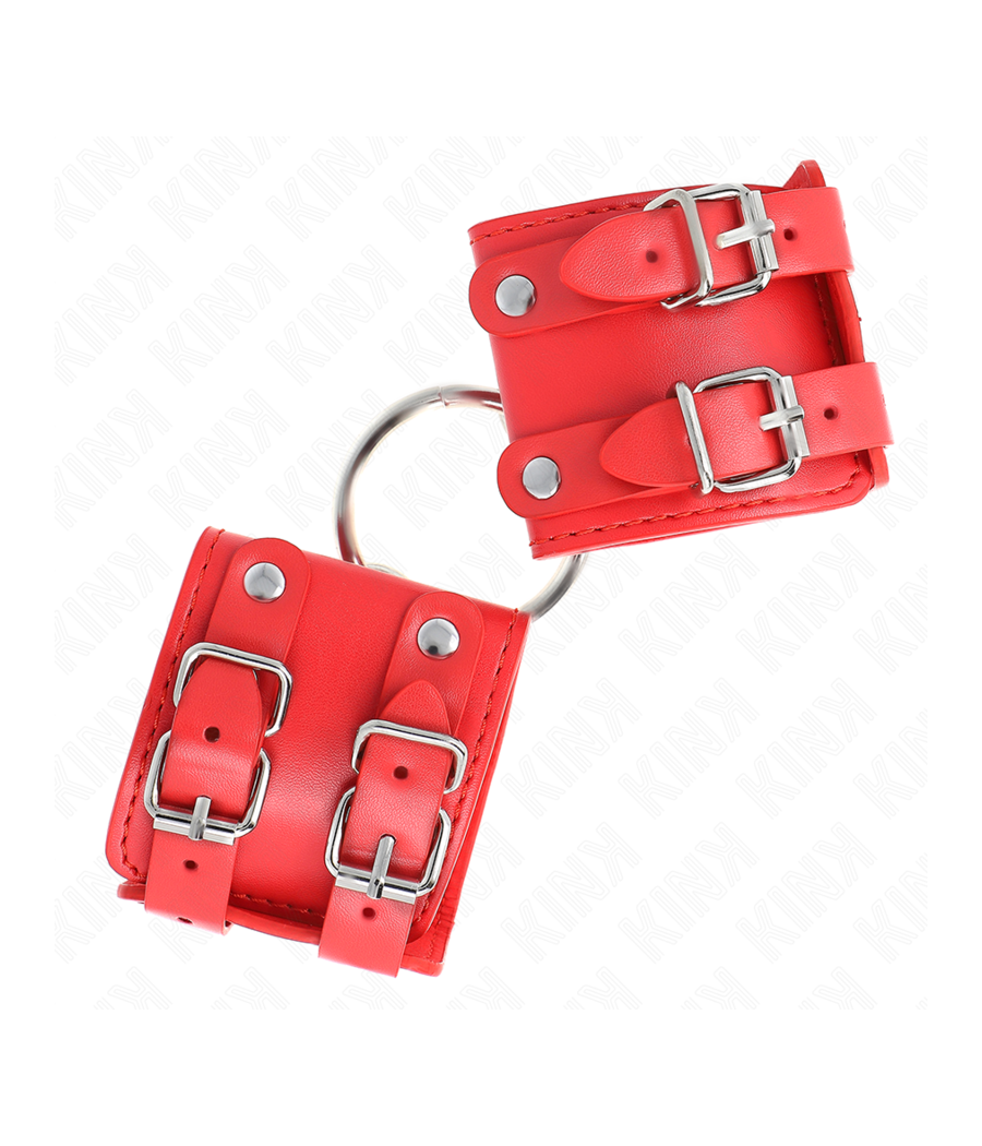 KINK - MUÑEQUERAS FIJAS CON ANILLA Y TACHUELAS ROJO AJUSTABLE 17-22 CM X 6.5 CM