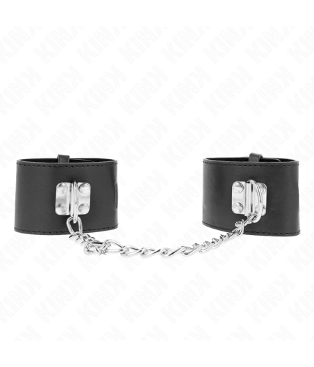 KINK - MUÑEQUERAS FIJAS CON CADENA 30 CM Y CIERRE CANDADO NEGRO AJUSTABLE 16-23 CM X 5.5 CM