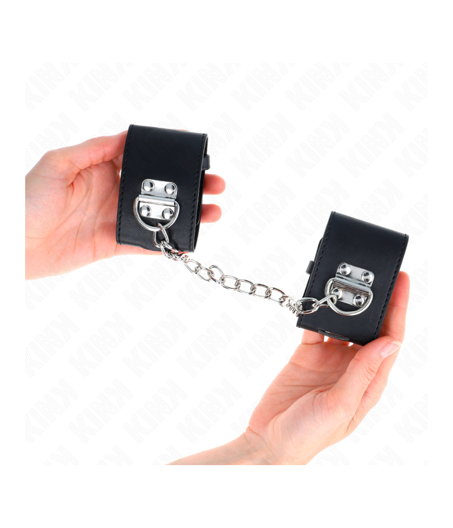 KINK - MUÑEQUERAS FIJAS CON CADENA 30 CM Y CIERRE CANDADO NEGRO AJUSTABLE 16-23 CM X 5.5 CM