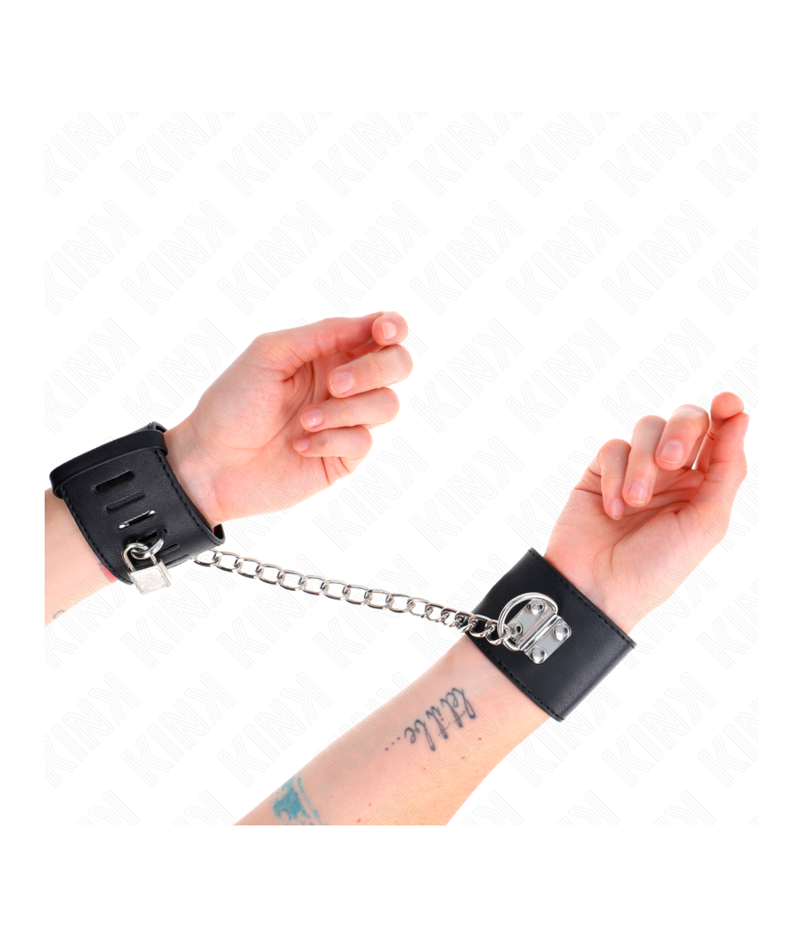 KINK - APPUI-POIGNETS FIXES AVEC CHAÎNE 30 CM ET FERMETURE PAR CADENAS NOIR RÉGLABLE 16-23 CM X 5,5 CM