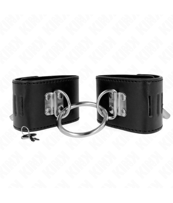KINK - FIXED WRIST RESTRAINTS WITH RING AND PADLOCK CLOSURE BLACK ADJUSTABLE 16-23 CM X 5.5 CM