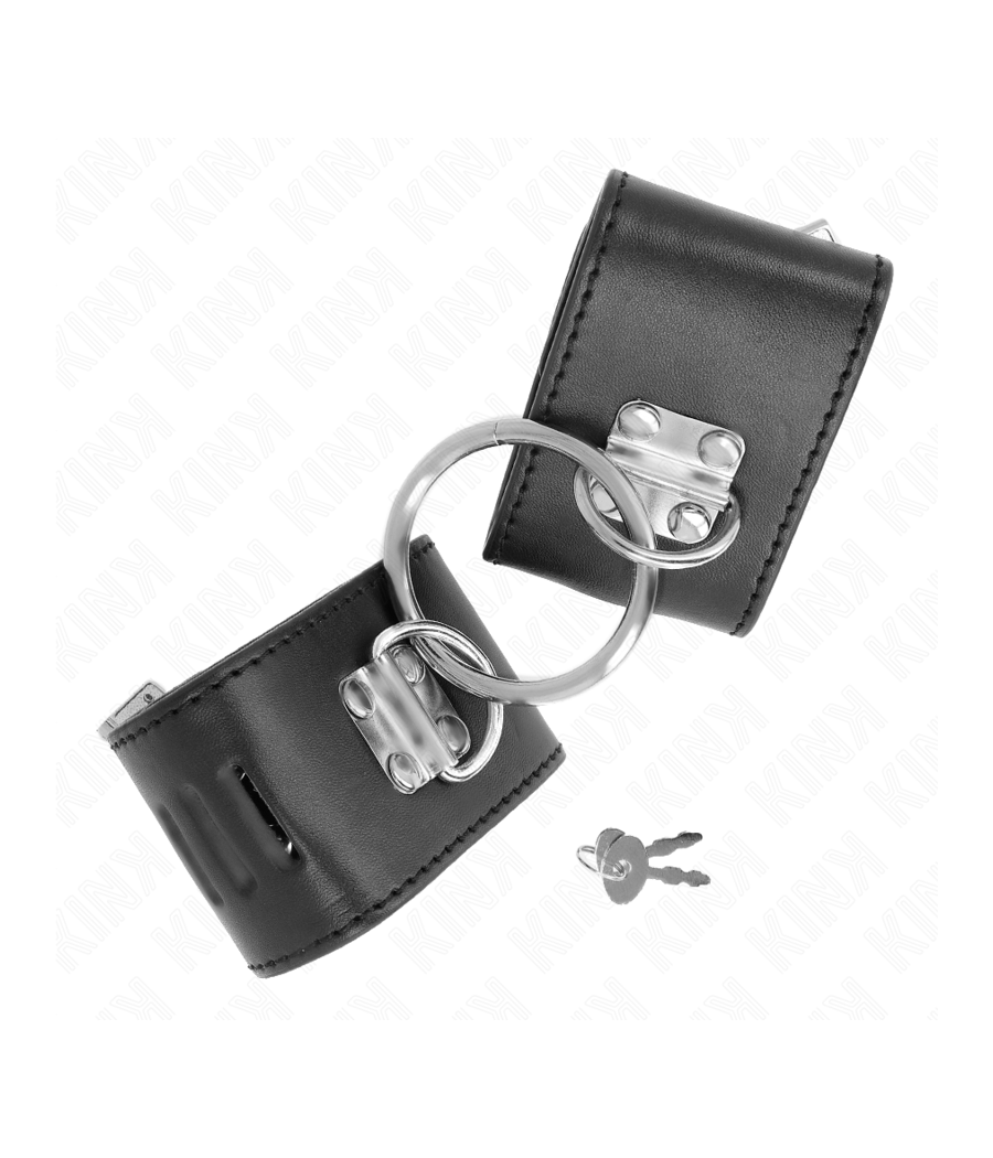 KINK - MUÑEQUERAS FIJAS CON ANILLA Y CIERRE CANDADO NEGRO AJUSTABLE 16-23 CM X 5.5 CM