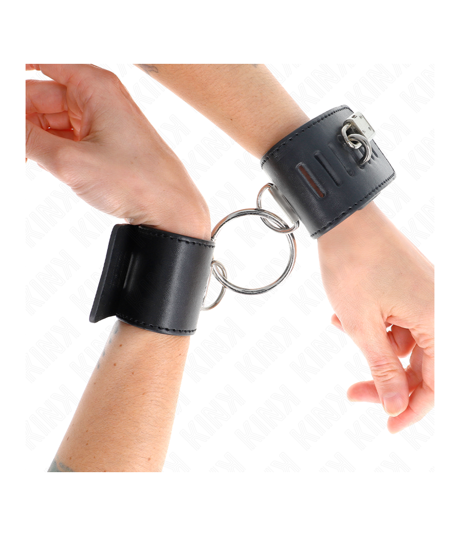 KINK - APPUI-POIGNETS FIXES AVEC ANNEAU ET FERMETURE PAR CADENAS NOIR AJUSTABLE 16-23 CM X 5,5 CM