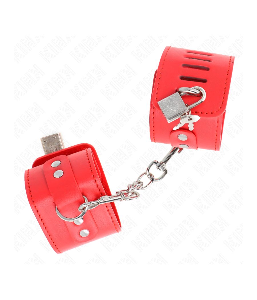 KINK - PUNHOS COM FECHO DE CADEADO VERMELHO AJUSTÁVEL 16-23 CM X 5,5 CM