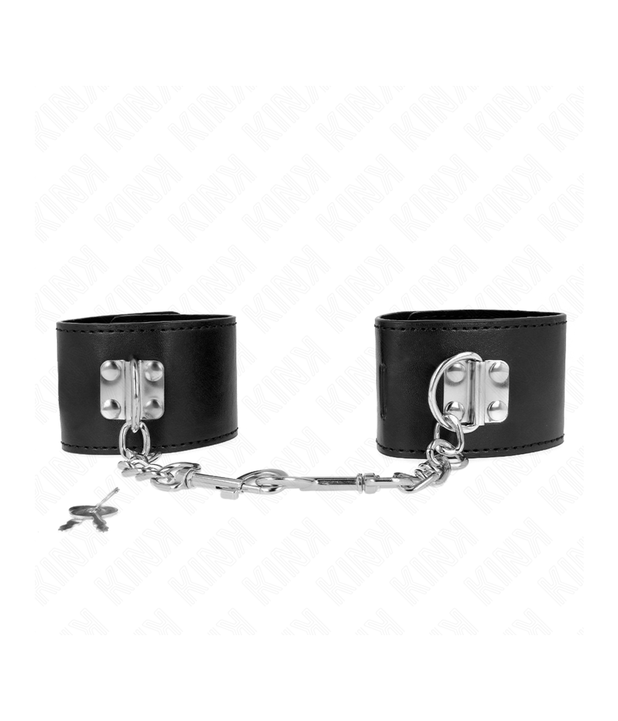 KINK - HANDGELENKFESSELN MIT VORHÄNGESCHLOSS VERSCHLUSS SCHWARZ VERSTELLBAR 16-23 CM X 5,5 CM