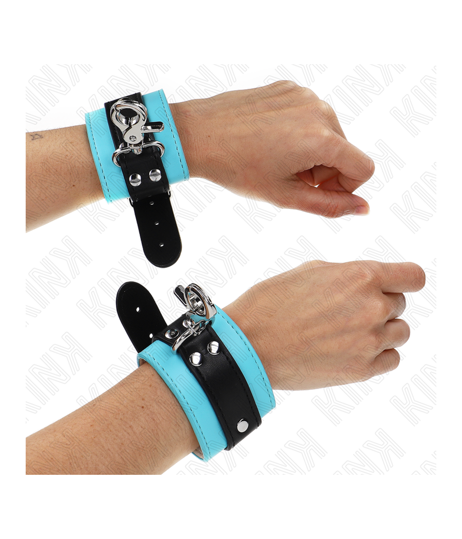 KINK - RETENÇÕES DE PULSO FECHÁVEIS PREMIUM PRETO / AZUL AJUSTÁVEIS 21-28 CM X 5,5 CM