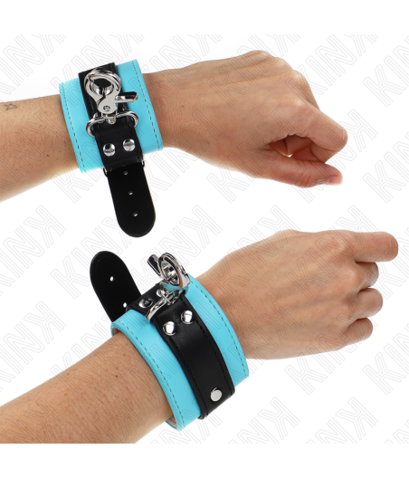 KINK - PREMIUM LOCKABLE WRIST RESTRAINTS BLACK / BLUE ADJUSTABLE 21-28 CM X 5.5 CM