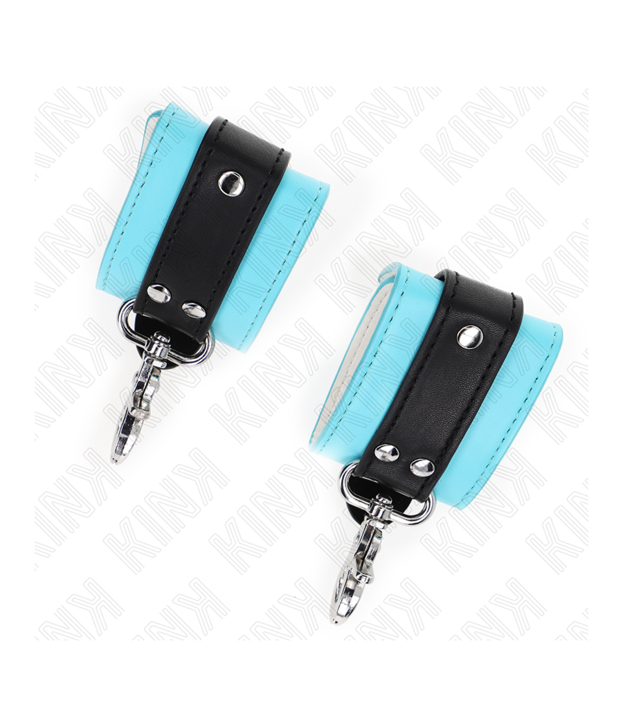 KINK - PREMIUM ABSCHLIEßBARE HANDGELENKFESSELN SCHWARZ/BLAU VERSTELLBAR 21-28 CM X 5,5 CM