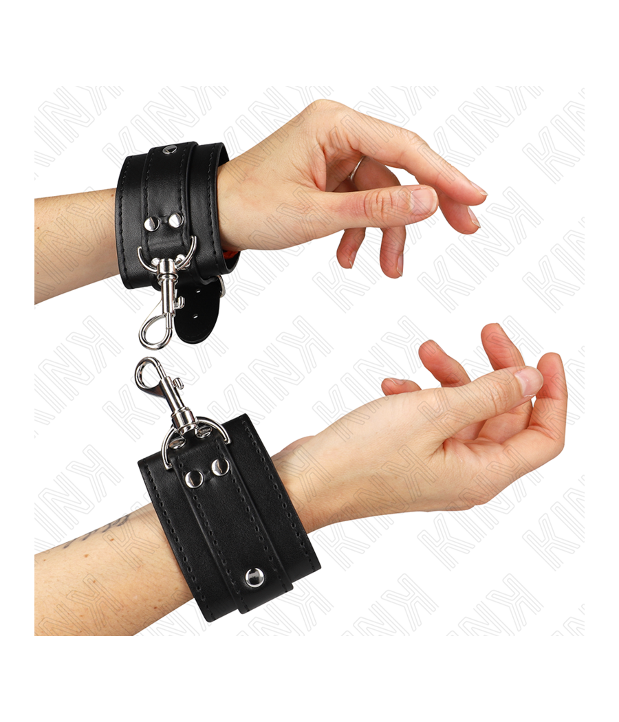 KINK - MUÑEQUERAS ESTILO MAZMORRA CON CERRADURA NEGRO AJUSTABLE 21-28 CM X 5.5 CM