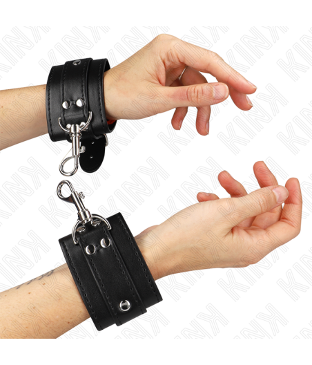 KINK - ABSCHLIEßBARE DUNGEON HANDGELENKSFESSELN SCHWARZ VERSTELLBAR 21-28 CM X 5,5 CM