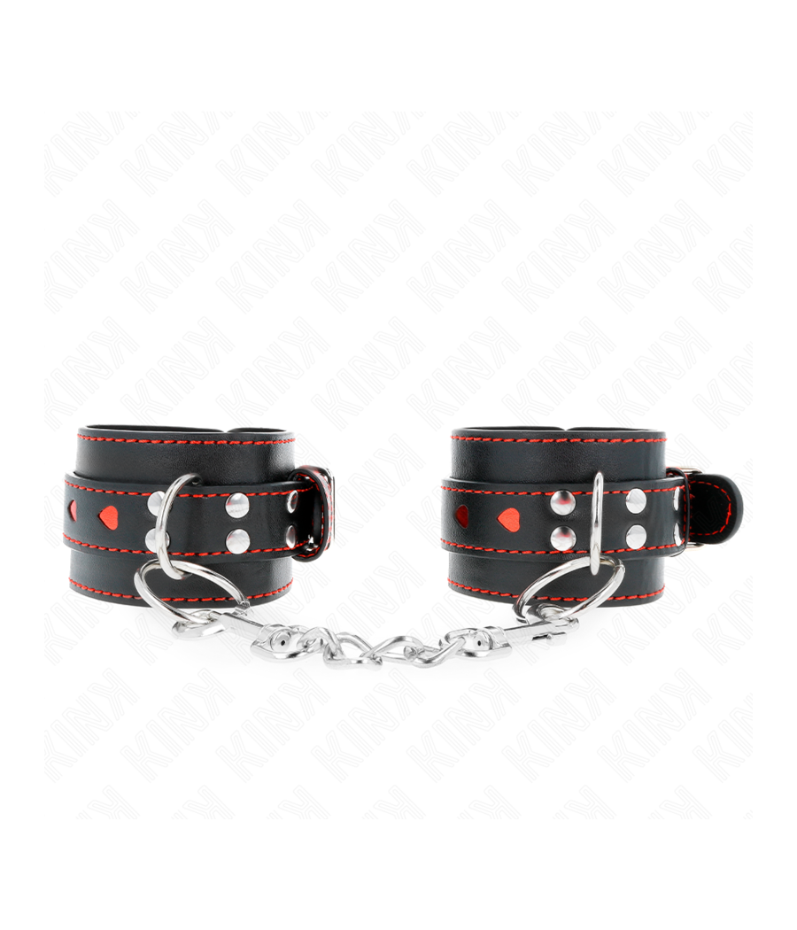 KINK - PULSO PRETO COM INSERÇÃO DE CORAÇÃO VERMELHO AJUSTÁVEL 21-28 CM X 5,5 CM
