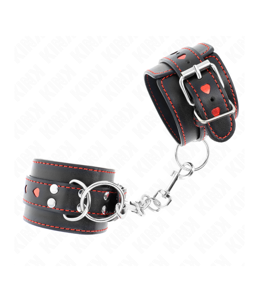 KINK - PULSO PRETO COM INSERÇÃO DE CORAÇÃO VERMELHO AJUSTÁVEL 21-28 CM X 5,5 CM