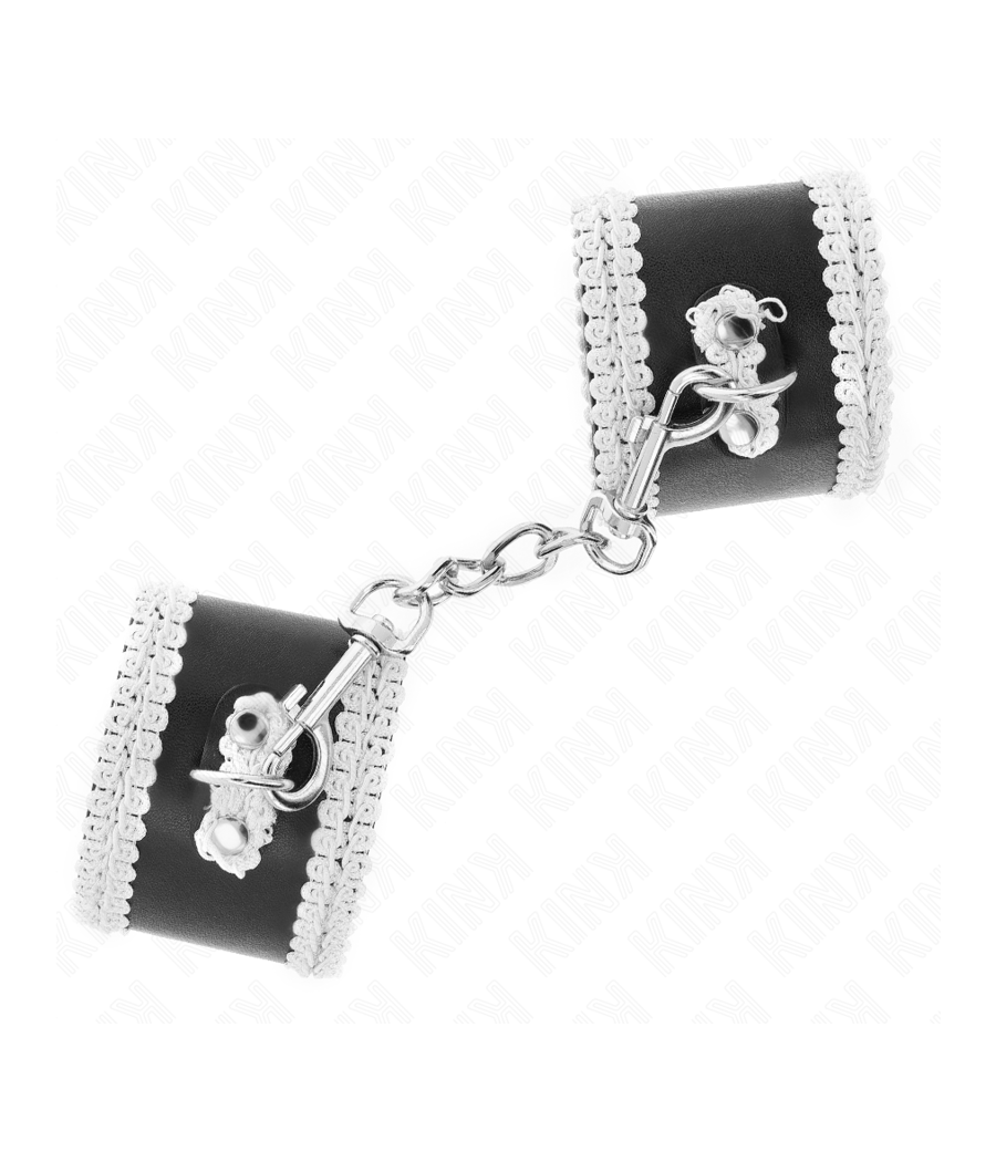 KINK - APPUI-POIGNETS NOIR AVEC DENTELLE DÉCORÉE BLANCHE RÉGLABLE 20-23 CM X 5,5 CM