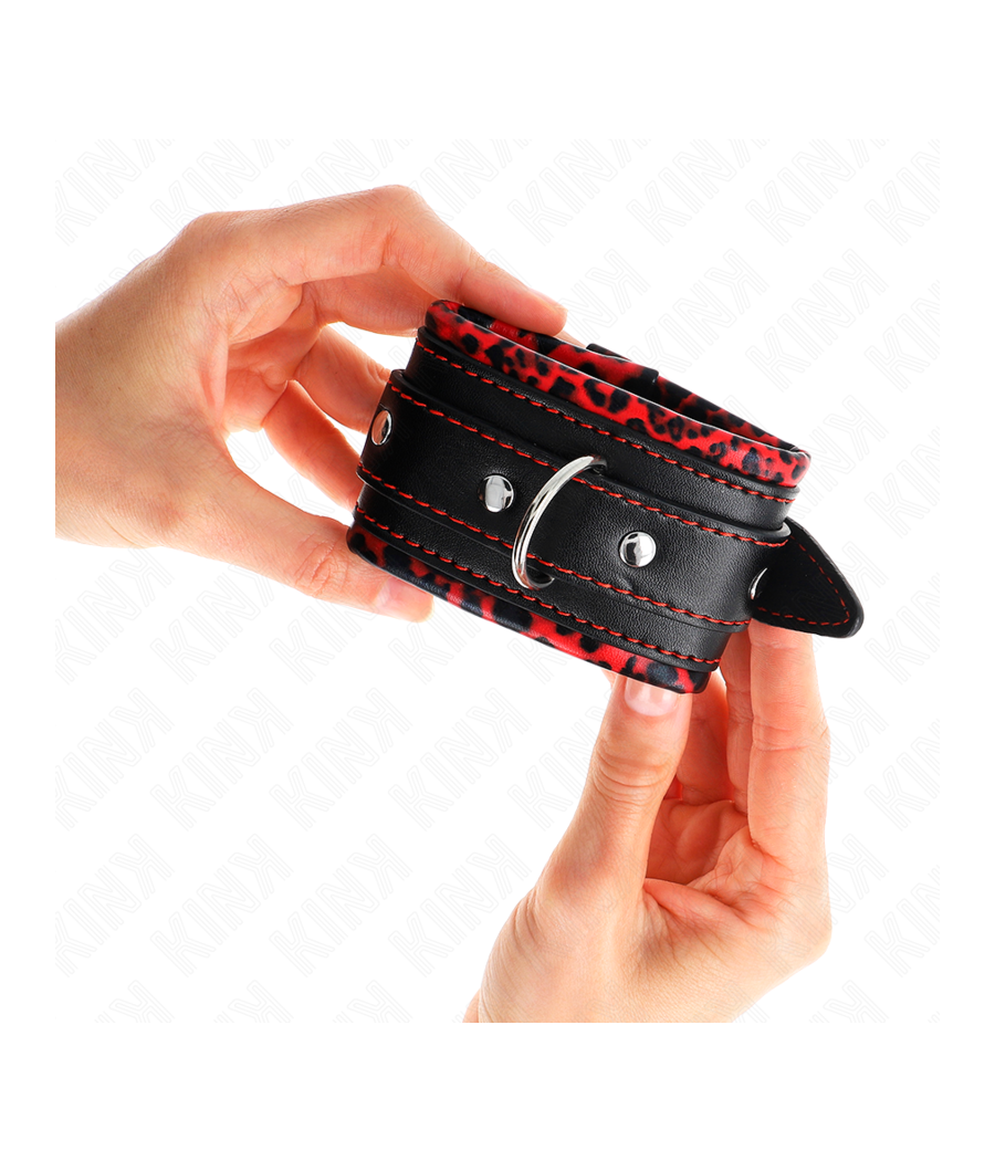 KINK - PULSO FORRO DE PELE VERMELHO / PRETO AJUSTÁVEL 17-29 CM X 6 CM