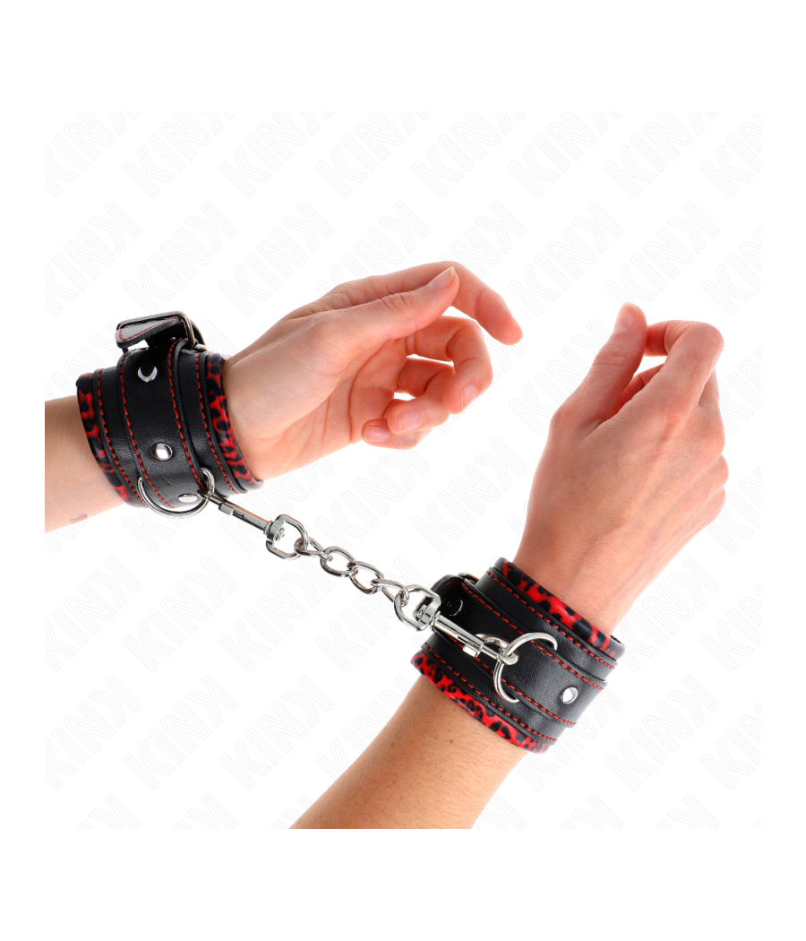 KINK - PELZGEFÜTTERTE HANDGELENKFESSELN ROT/SCHWARZ VERSTELLBAR 17-29 CM X 6 CM