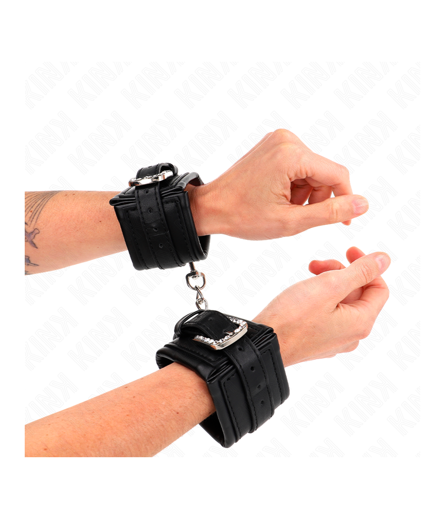 KINK - RETENÇÕES DE PULSO COM FIVELA DE RHINESTONE PRETO AJUSTÁVEIS 25-32 CM X 5,5 CM