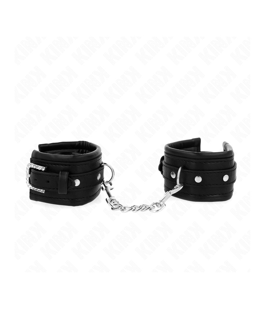KINK - RETENÇÕES DE PULSO COM FIVELA DE RHINESTONE PRETO AJUSTÁVEIS 25-32 CM X 5,5 CM