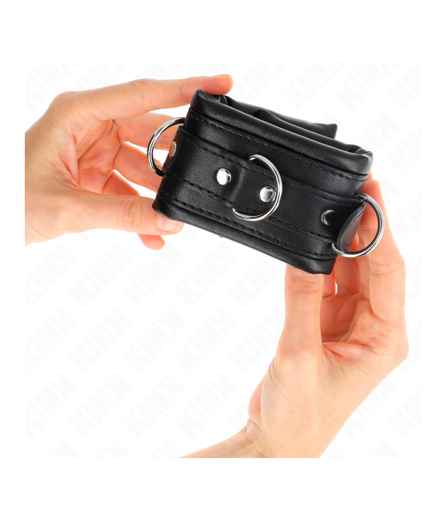 KINK - APPUI-POIGNETS LOURDS DOUBLÉS DE FOURRURE NOIRE RÉGLABLES 20-30 CM X 6 CM