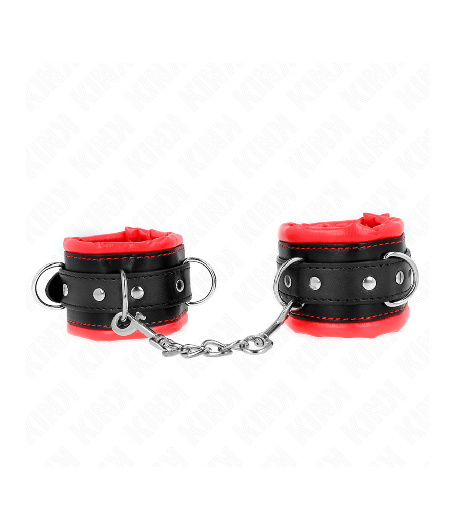 KINK - HEAVY WRIST RESTRAINTS WITH RED FUR LINED ADJUSTABLE 20-30 CM X 6 CM