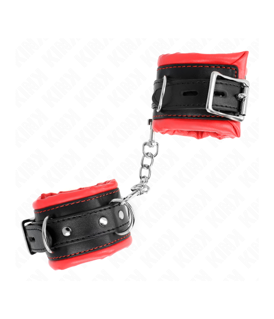 KINK - APPUI-POIGNETS LOURDS DOUBLÉS DE FOURRURE ROUGE AJUSTABLES 20-30 CM X 6 CM