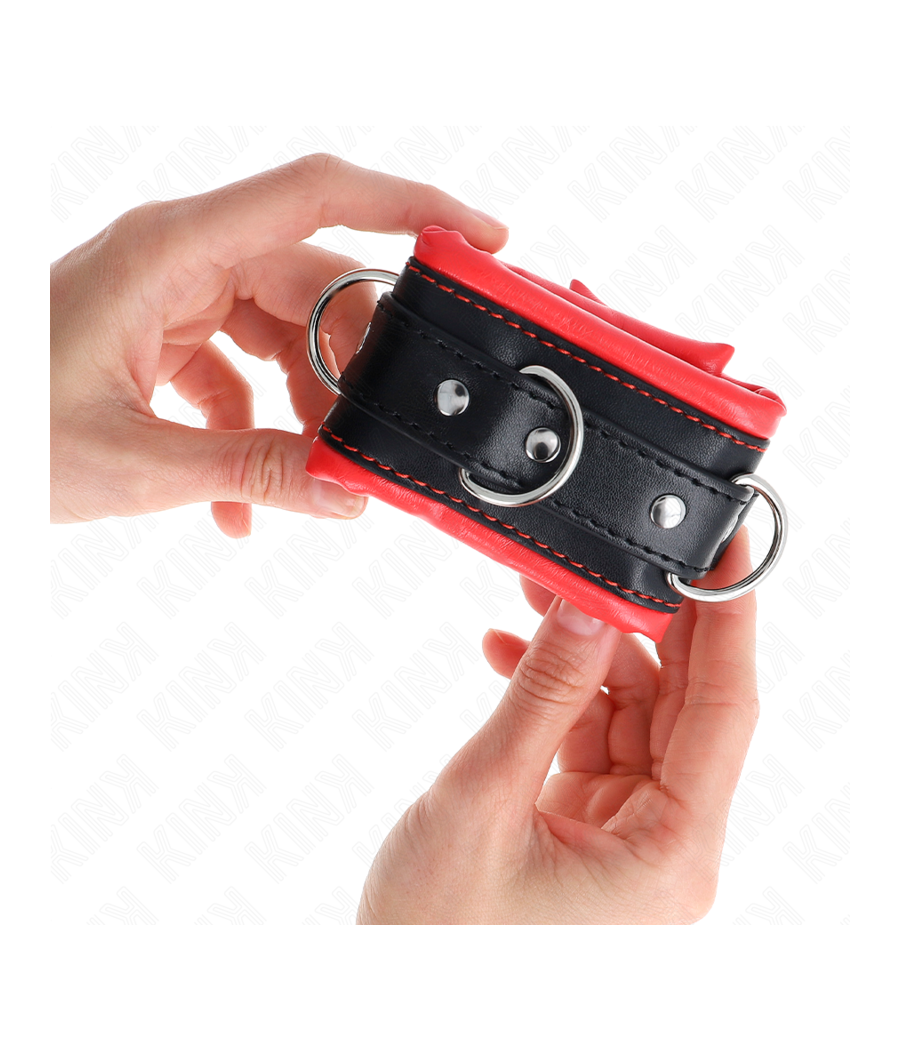 KINK - APPUI-POIGNETS LOURDS DOUBLÉS DE FOURRURE ROUGE AJUSTABLES 20-30 CM X 6 CM