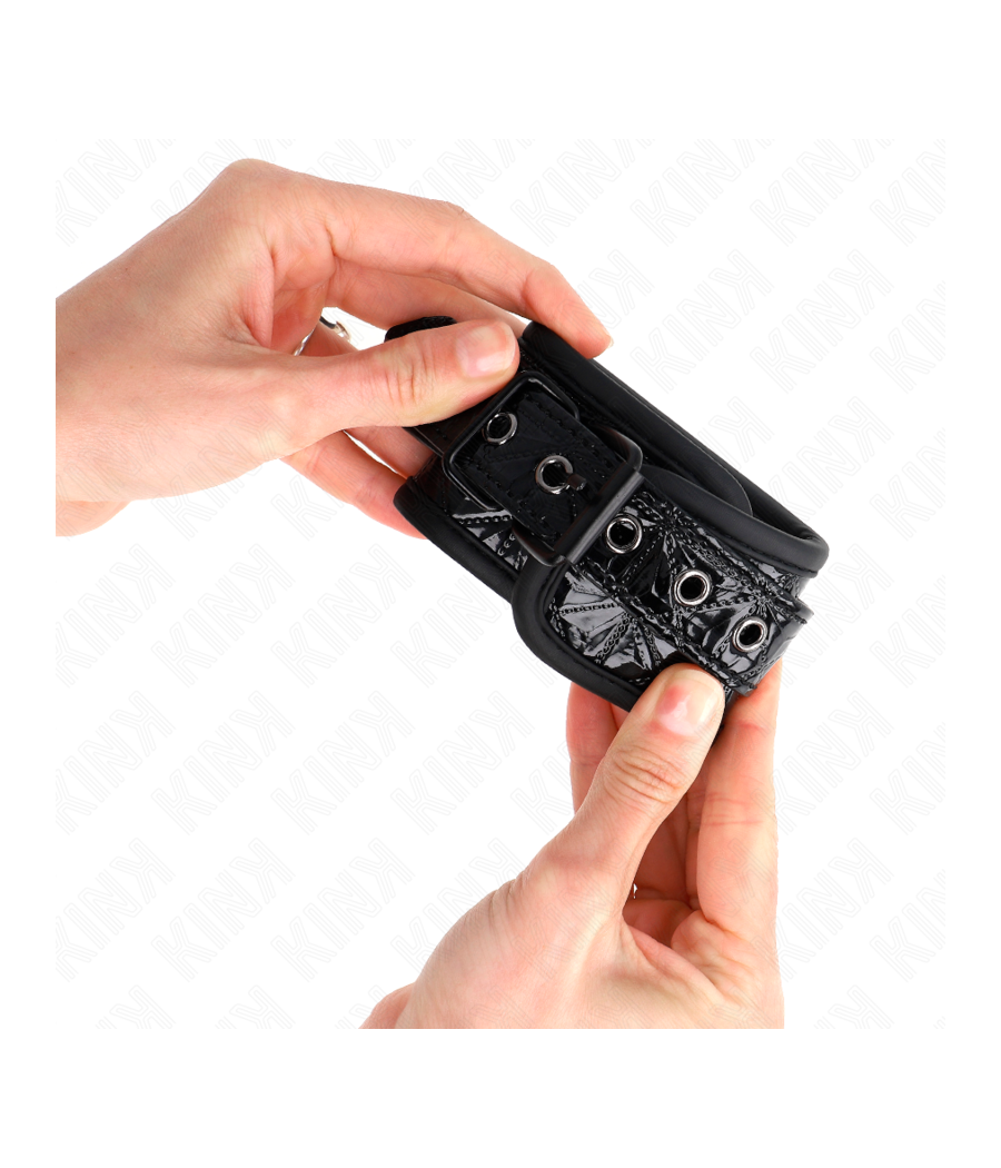 KINK - HANDGELENKFESSELN MIT RAUTENMUSTER, SCHWARZ, VERSTELLBAR, 17-26 CM X 5,5 CM