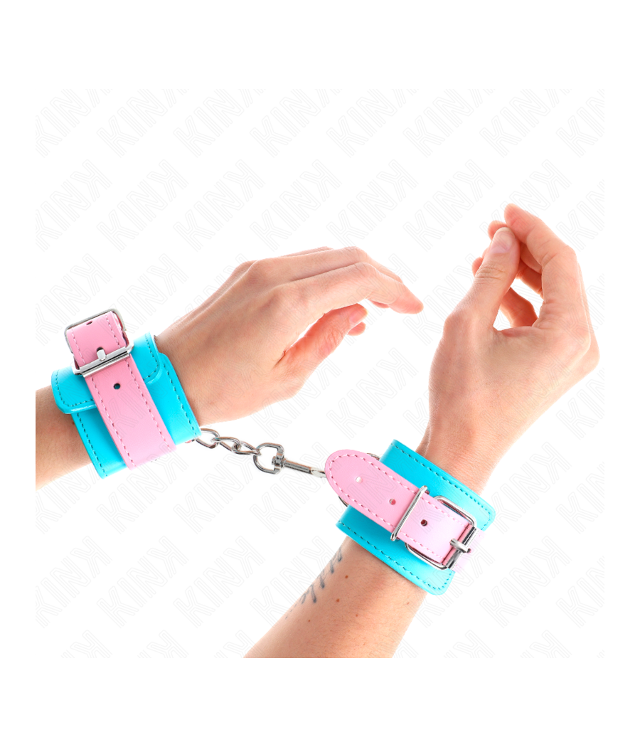 KINK - SÜßE HANDGELENKFESSELN BLAU/ROSA VERSTELLBAR 16-28 CM X 5 CM