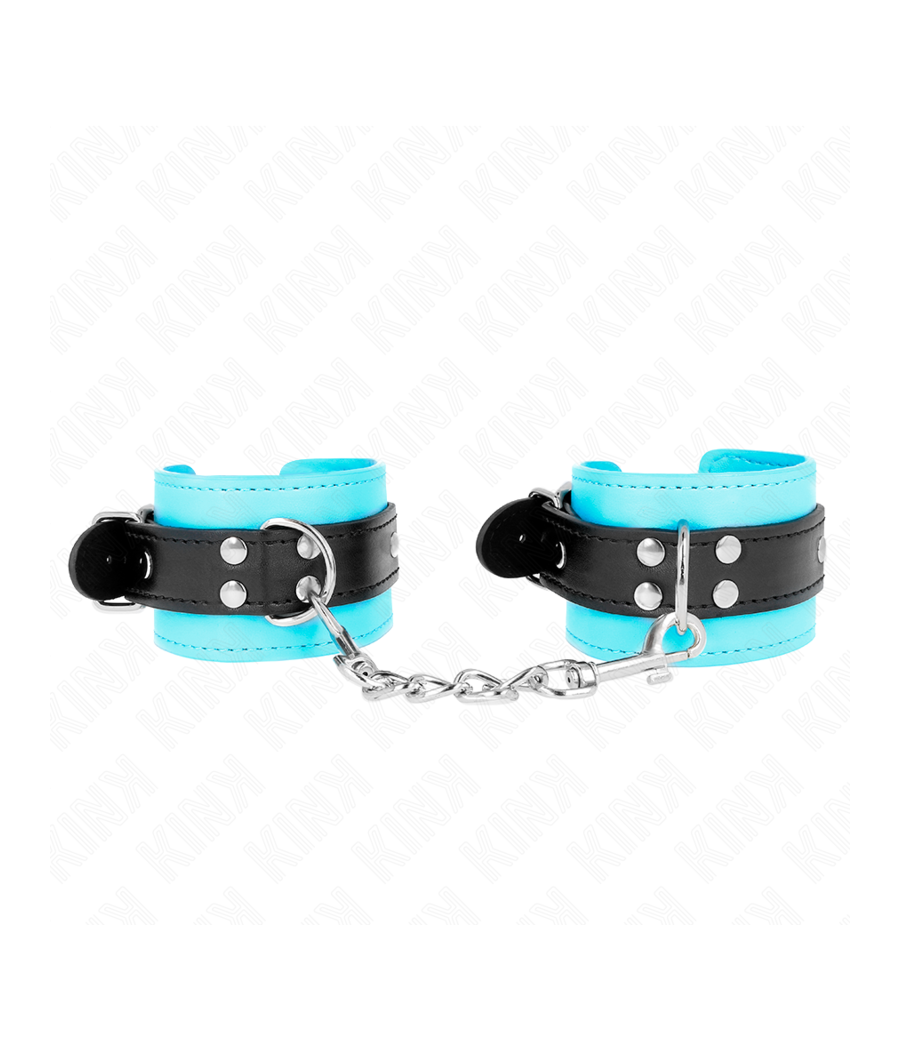 KINK - APPAREILS-POIGNETS À CROCHET DOUBLÉS DE FOURRURE BLEU AJUSTABLES 20-28 CM X 5,5 CM