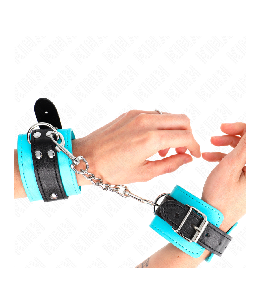 KINK - HAKEN-HANDFESSELN BLAU PELZGEFÜTTERT VERSTELLBAR 20-28 CM X 5,5 CM