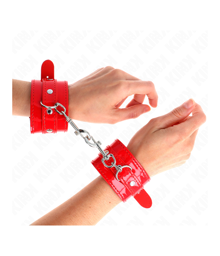 KINK - SHINY HAND CUFFS RED ADJUSTABLE 23-33 CM