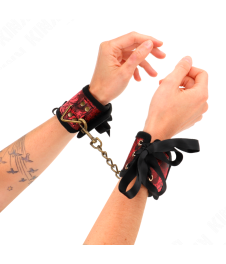 KINK - RESISTENZA DA POLSO SCANDALO DETTAGLI IN PIZZO ROSSO-NERO 24,5 CM X 6,5 CM