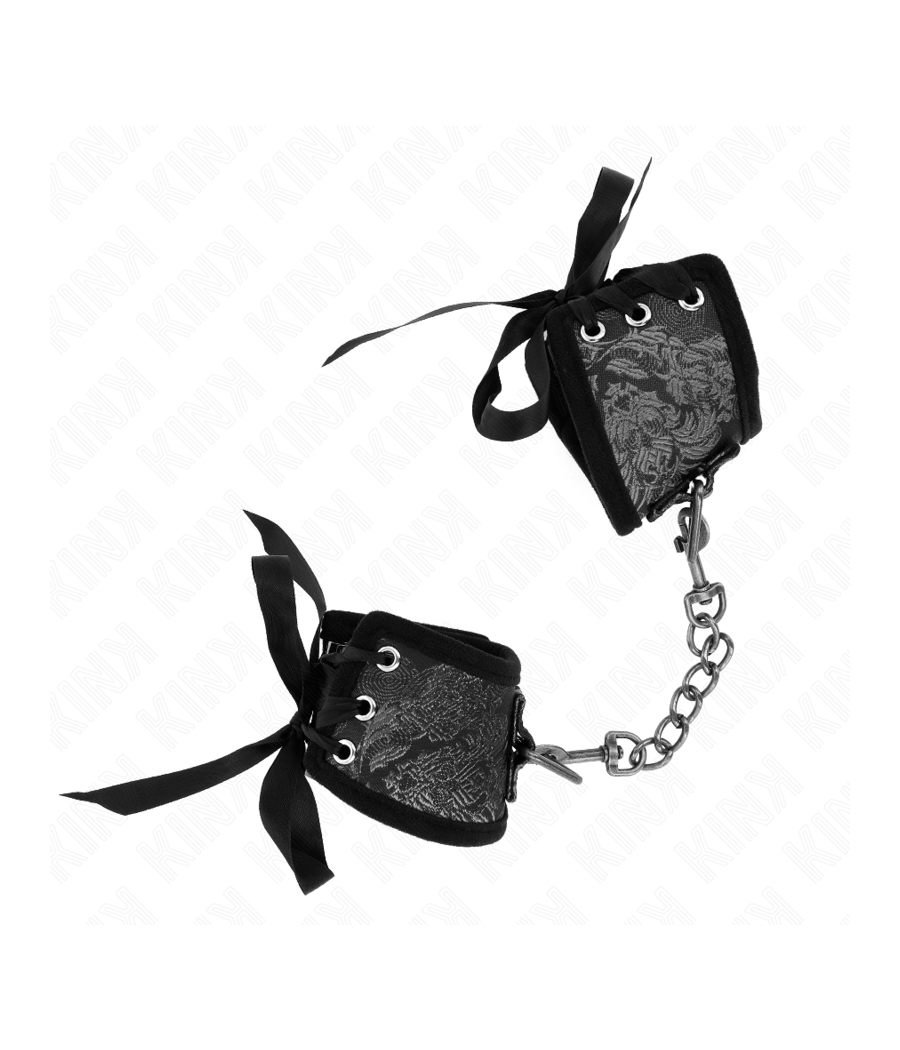 KINK - SCANDAL HANDGELENKSFESSELN SCHWARZE SPITZENDETAILS 24,5 CM X 6,5 CM