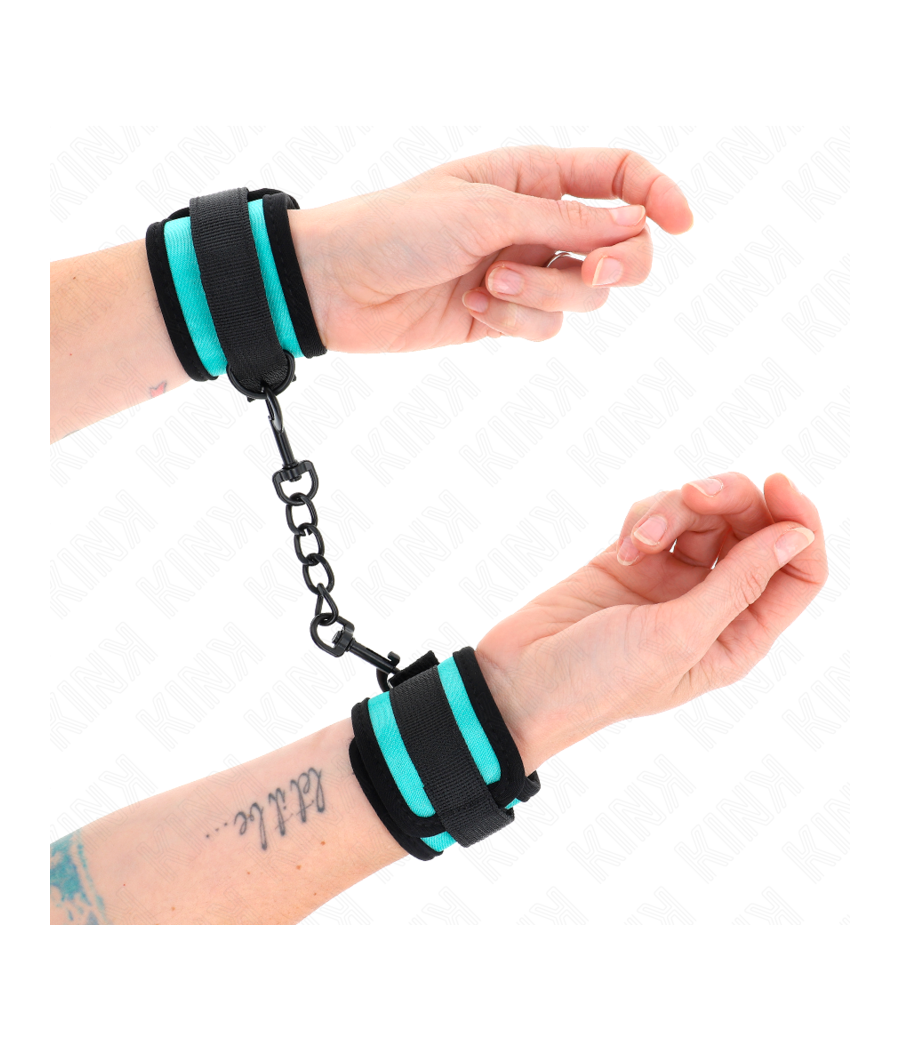 KINK - HOOK AND LOOP NYLON BIND WRIST RESTRAINTS BLACK-BLUE ADJUSTABLE 18-32 CM X 5 CM