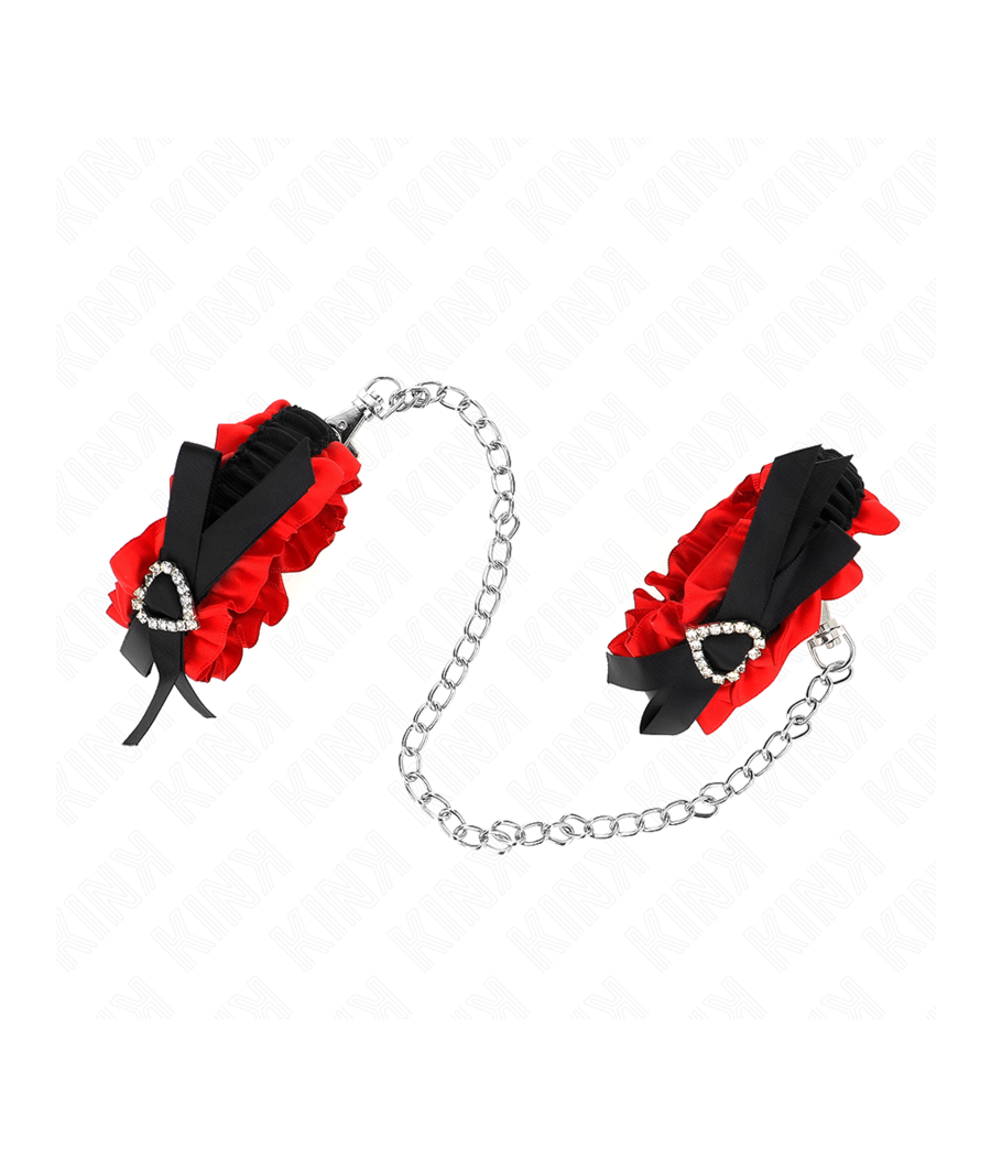 KINK - RETENÇÕES DE PUNHO ELÁSTICAS DE RENDA DETALHES DE CORAÇÃO VERMELHO AJUSTÁVEIS 22-35 CM