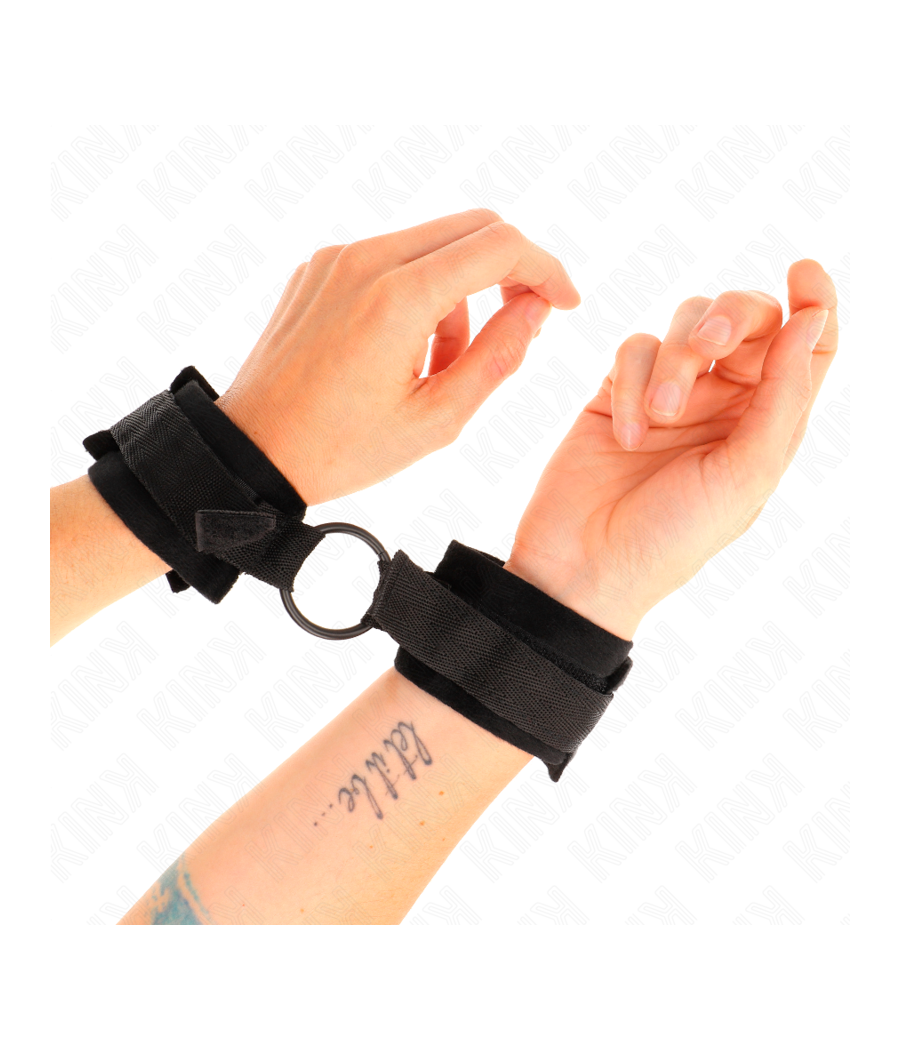 KINK - BEGINNER PELZ HANDMANSCHETTEN 25 CM MIT O-RING 4 CM SCHWARZ VERSTELLBAR 15-25 CM