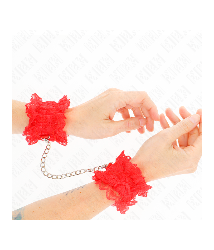 KINK - PUNHOS ELÁSTICOS DE RENDA VERMELHO