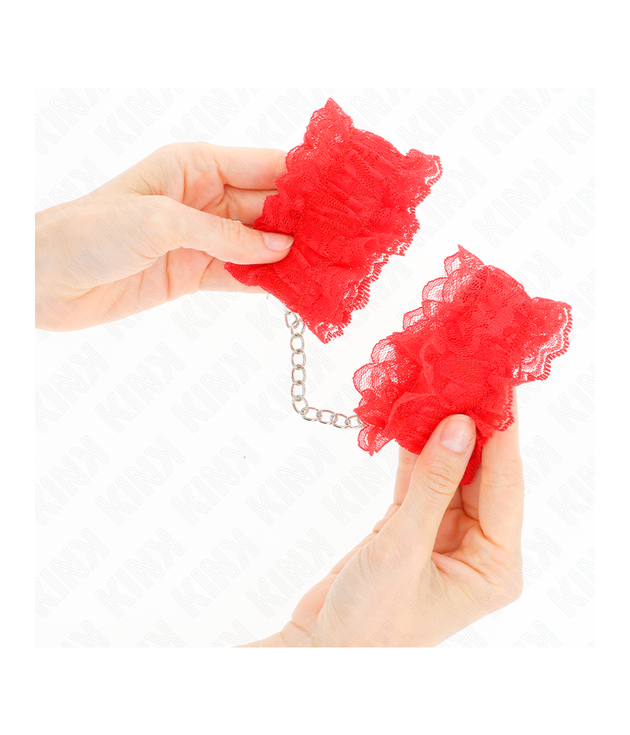 KINK - ATTENTES-POIGNETS ÉLASTIQUES EN DENTELLE ROUGE