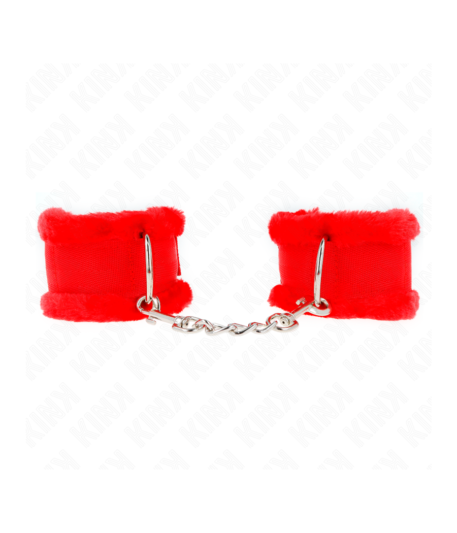 KINK - APPUI-POIGNETS DOUBLÉS DE FOURRURE ROUGE AJUSTABLE 17-31 CM X 7 CM