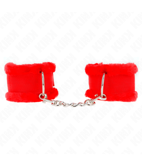 KINK - FURRY LINED WRIST RESTRAINTS RED ADJUSTABLE 17-31 CM X 7 CM