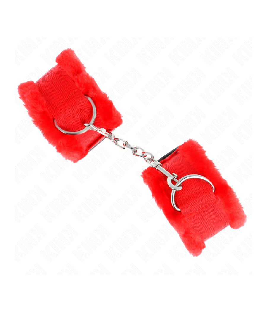 KINK - APPUI-POIGNETS DOUBLÉS DE FOURRURE ROUGE AJUSTABLE 17-31 CM X 7 CM