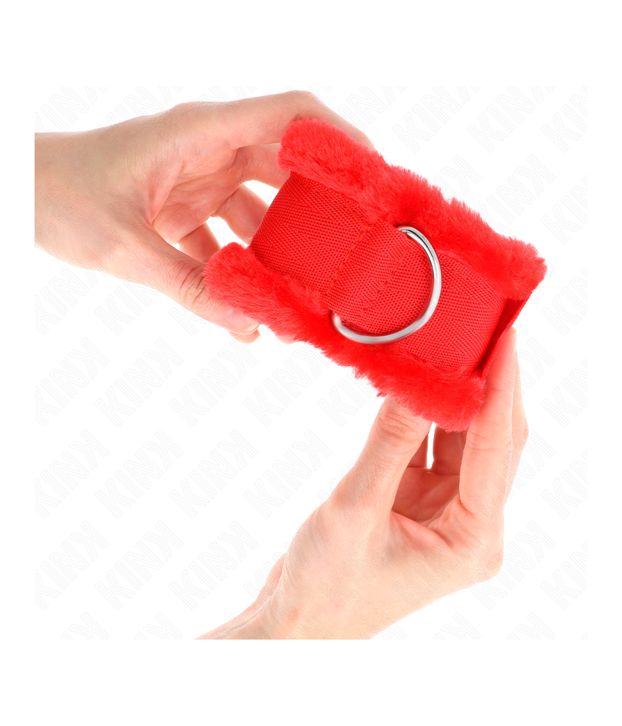 KINK - POGGIPOLSO FODERATO IN PELLICCIA ROSSO REGOLABILE 17-31 CM X 7 CM
