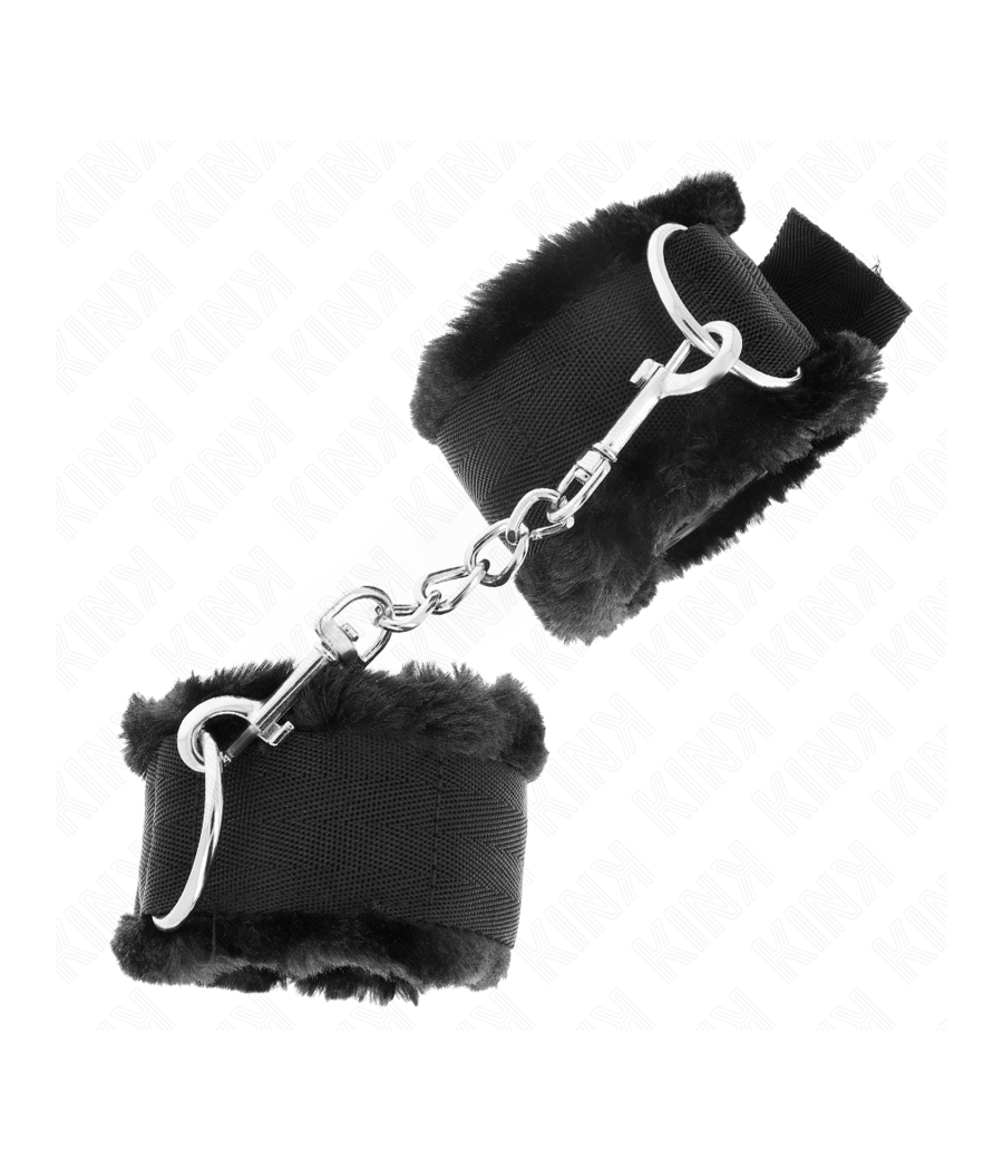 KINK - PELZGEFÜTTERTE HANDGELENKFESSELN SCHWARZ VERSTELLBAR 17-31 CM X 7 CM