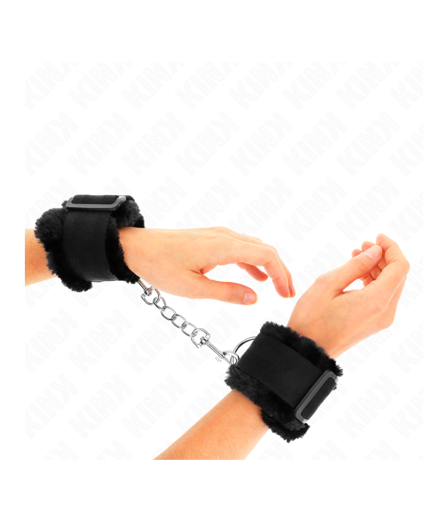 KINK - PELZGEFÜTTERTE HANDGELENKFESSELN SCHWARZ VERSTELLBAR 17-31 CM X 7 CM