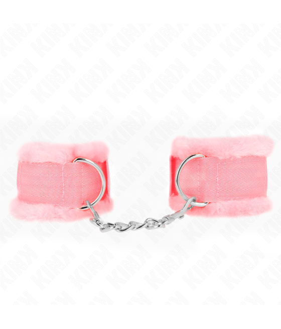 KINK - APPUI-POIGNETS DOUBLÉS DE FOURRURE ROSE RÉGLABLE 17-31 CM X 7 CM
