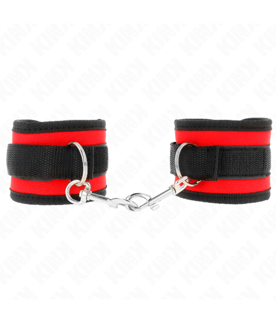 KINK - NYLON BIND-HANDHANDFESSELN MIT KLETTVERSCHLUSS ROT-SCHWARZ MODELL 2 VERSTELLBAR 18-35 CM X 6 CM