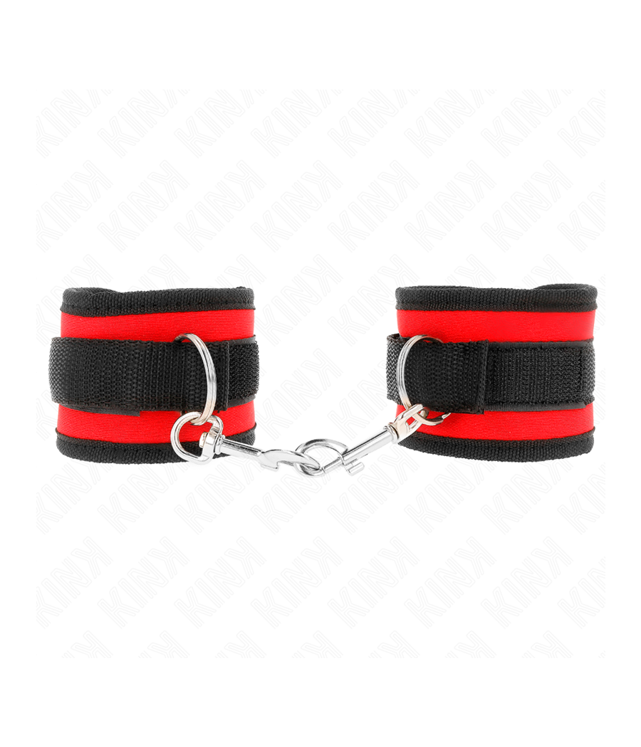 KINK - NYLON BIND HOOK&LOOP WRIST RESTRAINTS RED-BLACK MODEL 2 ADJUSTABLE 18-35 CM X 6 CM