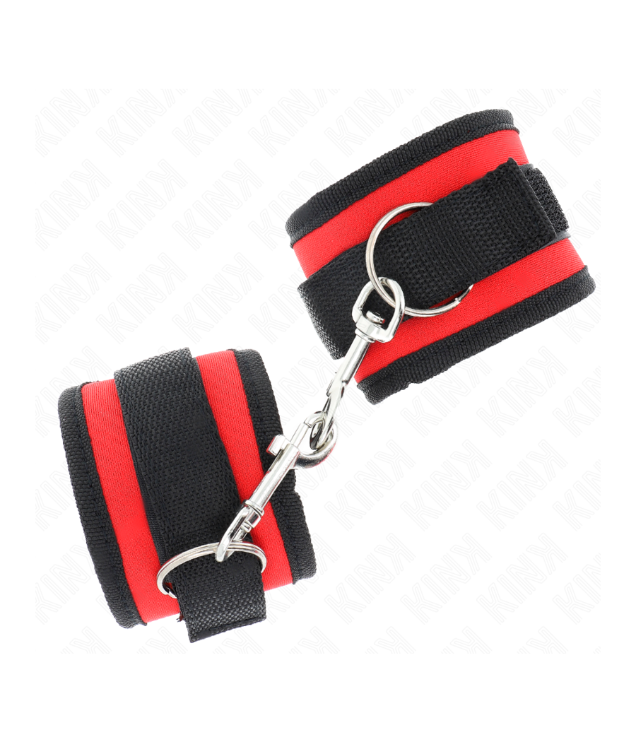 KINK - RETENÇÕES DE PULSO NYLON BIND HOOK&LOOP VERMELHO-PRETO MODELO 2 AJUSTÁVEL 18-35 CM X 6 CM