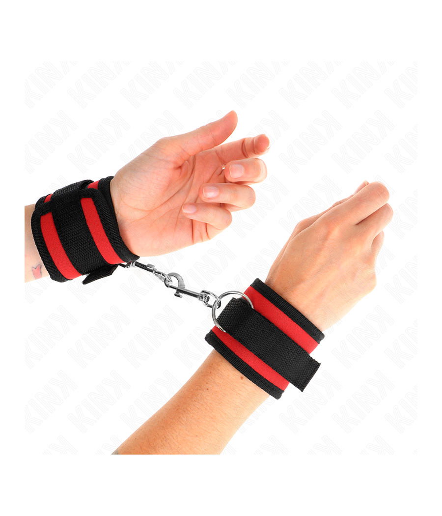 KINK - MUÑEQUERAS NYLON ROJO-NEGRO MODELO 2 AJUSTABLE 18-35 CM X 6 CM